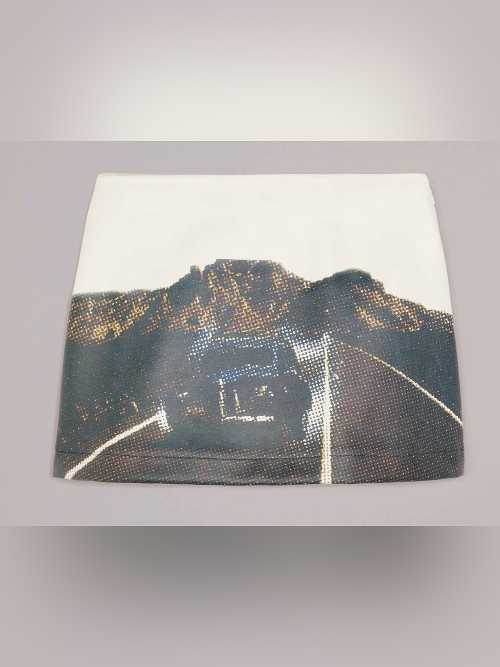 Fiorucci Milano Leathet Graphic Scenic Print Skirt in Cream and Navy - Picture 5 of 6